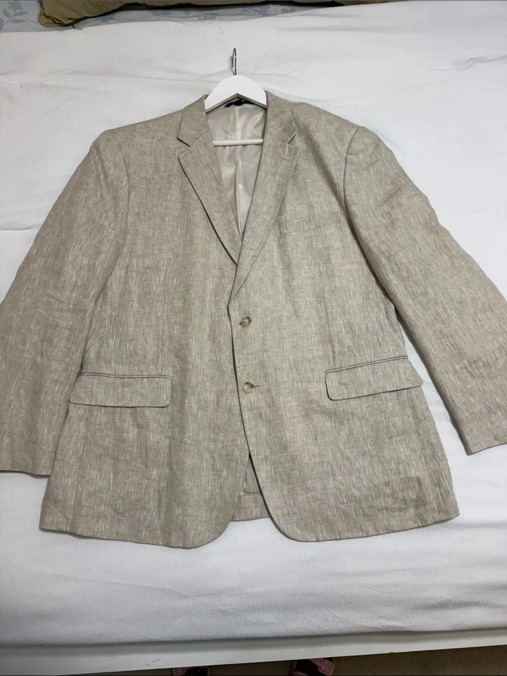 HASPEL Men's Linen Blazer in Natural Beige 46R